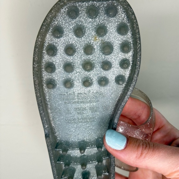 Mini Melissa Toddler Girls Glitter Sandals Possession Gray Silver Glitter Size 9 - Picture 6 of 6
